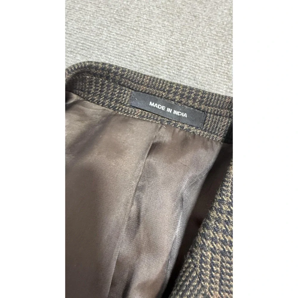Lauren Ralph Lauren‎ Blazer Mens 38 Brown Wool Plaid Two Button Sport Coat Tweed